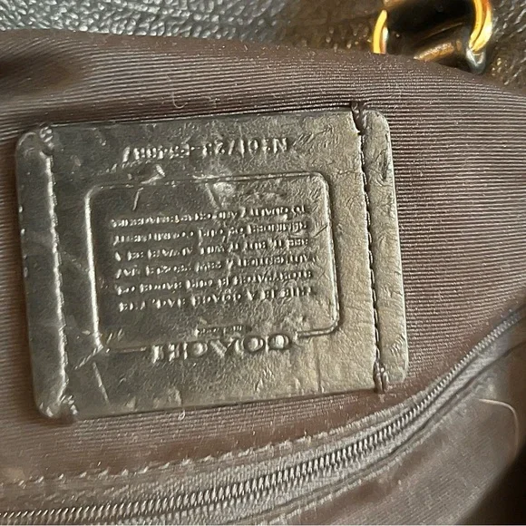 Coach Black Leather Tote with Gold Accents - Picture 3 of 3